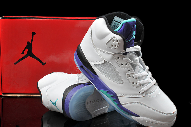 Air Jordan 5 Mens Shoes White/Viole Online
